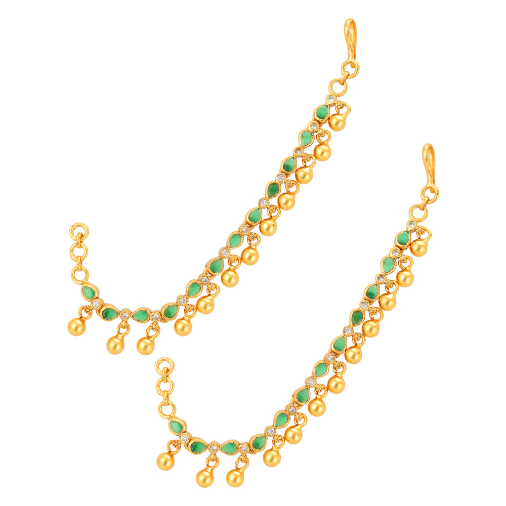 925 Green Stone Gold Plated Beads Drops Mattal