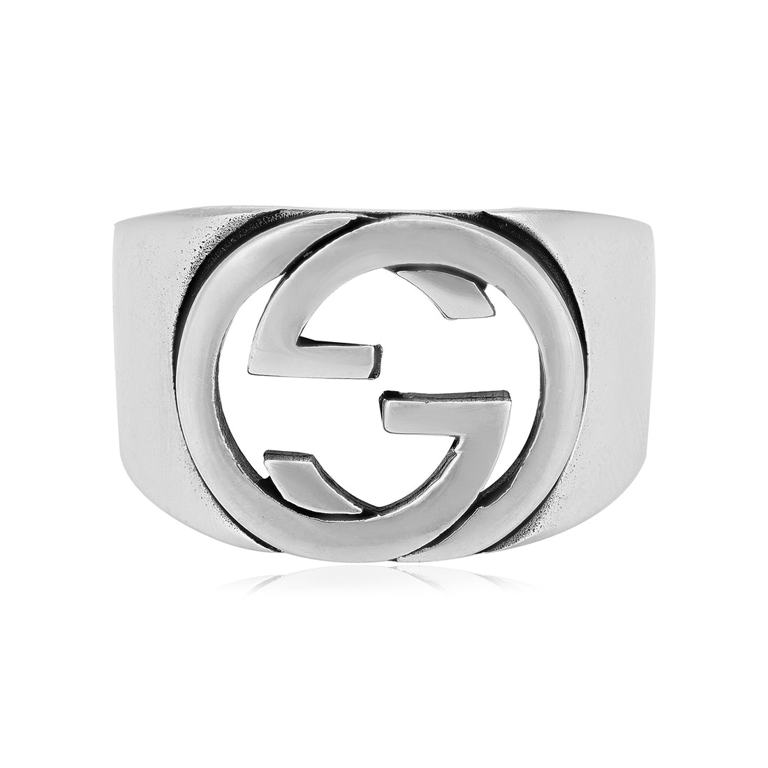 925 Gucci Icon Rhodium Plated Interlocked G Ring