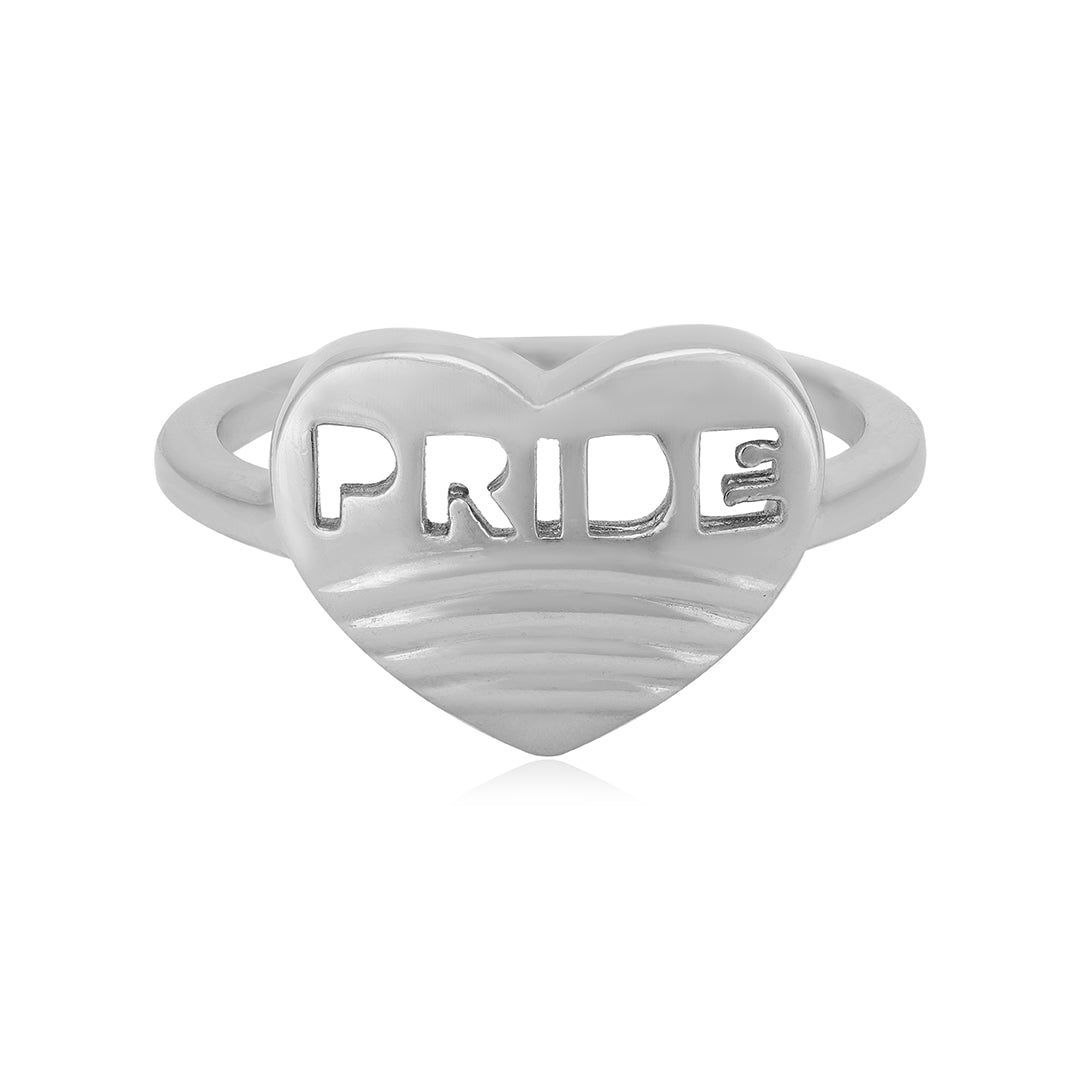 Heart Shaped Rhodium Plated Pride Rings