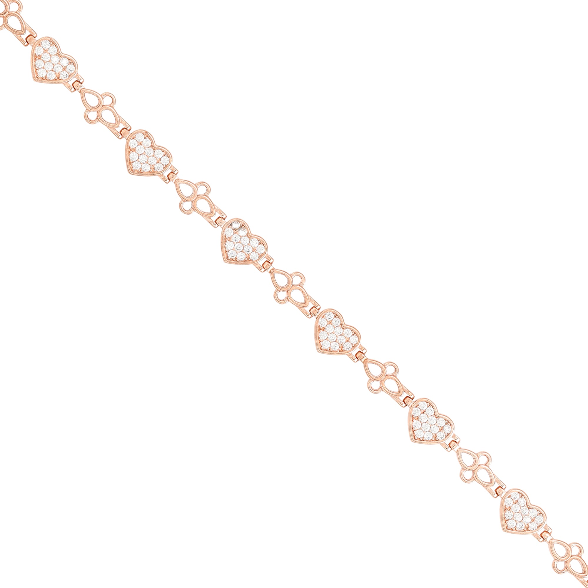 925 Heartfelt Rose Gold Multiple Hearts Bracelet