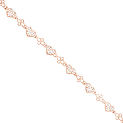 925 Heartfelt Rose Gold Multiple Hearts Bracelet