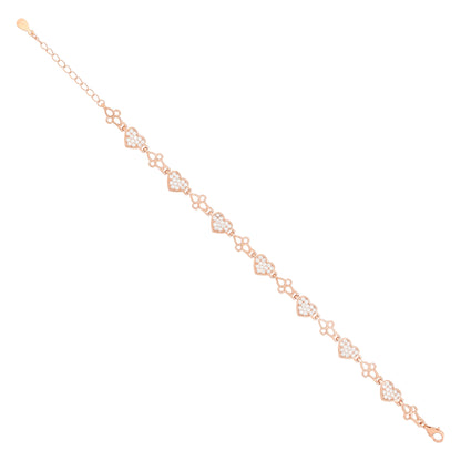 925 Heartfelt Rose Gold Plated Multiple Hearts Bracelet