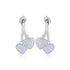 Hearts Dual Drop Pearl Stone Rhodium Plated Studs