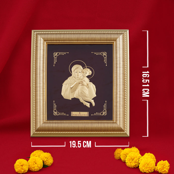 Holy Mother Mary with Baby Jesus Fine Gold Photo Frame