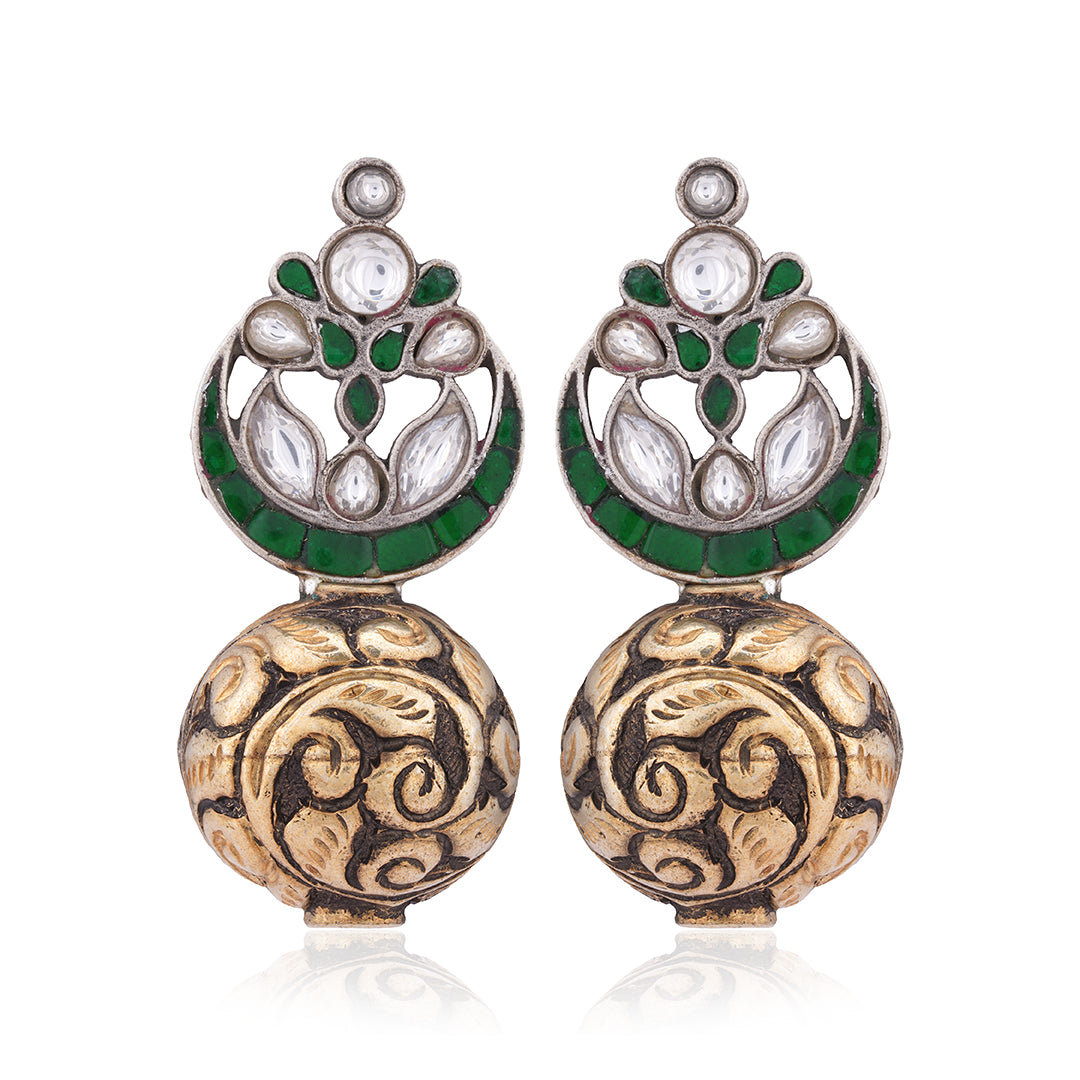 925 Imperial Kundan Drop  Earring