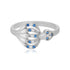 Layered Pattern Blue White Fusion Rhodium Plated Heart Rings
