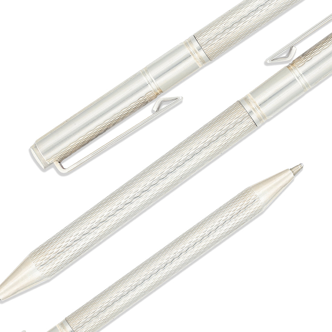925 Silver Long Barrel Micro-Wave Pattern Luxury Writing Pen for Men