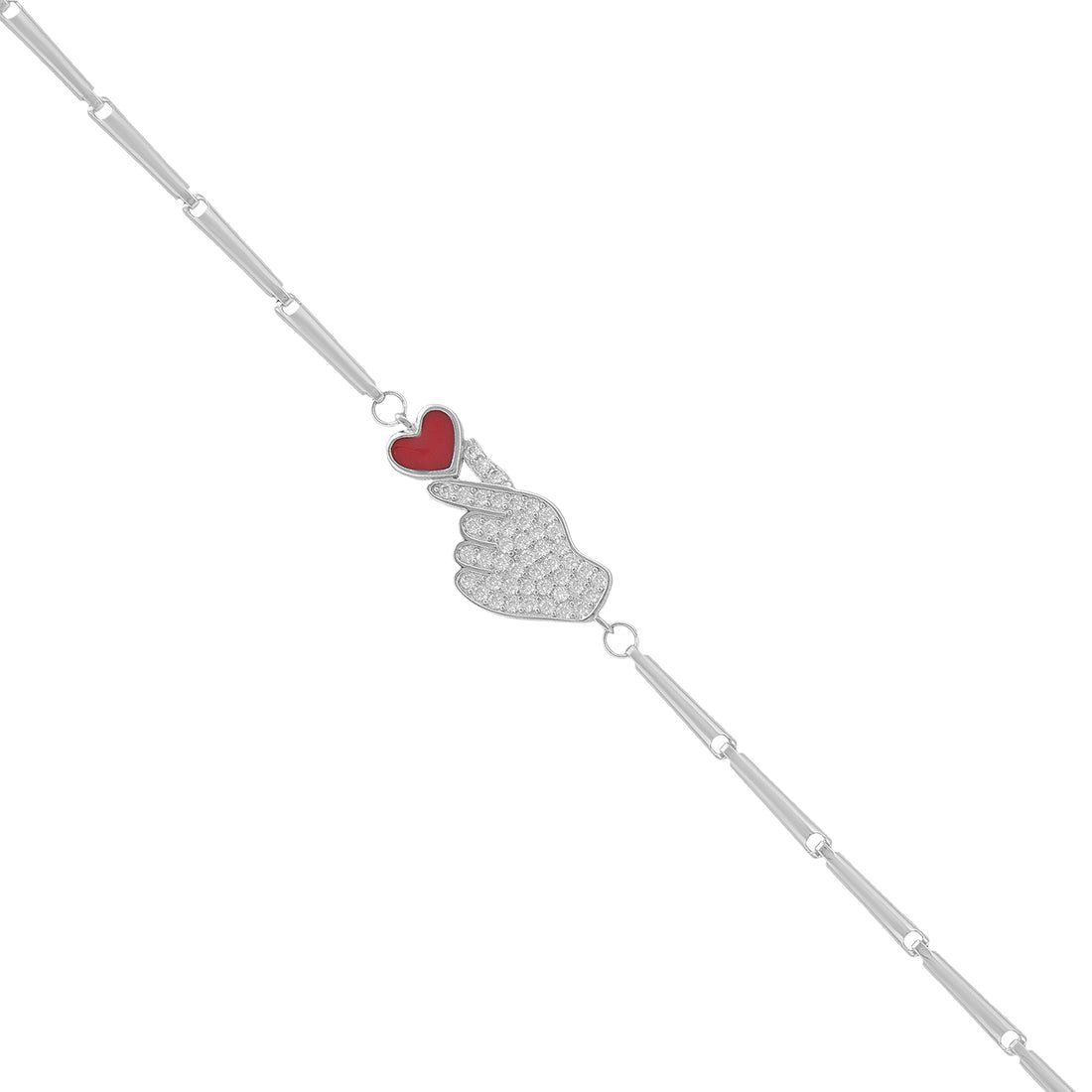 925 Love Embrace Rhodium Hand In Heart Bracelet