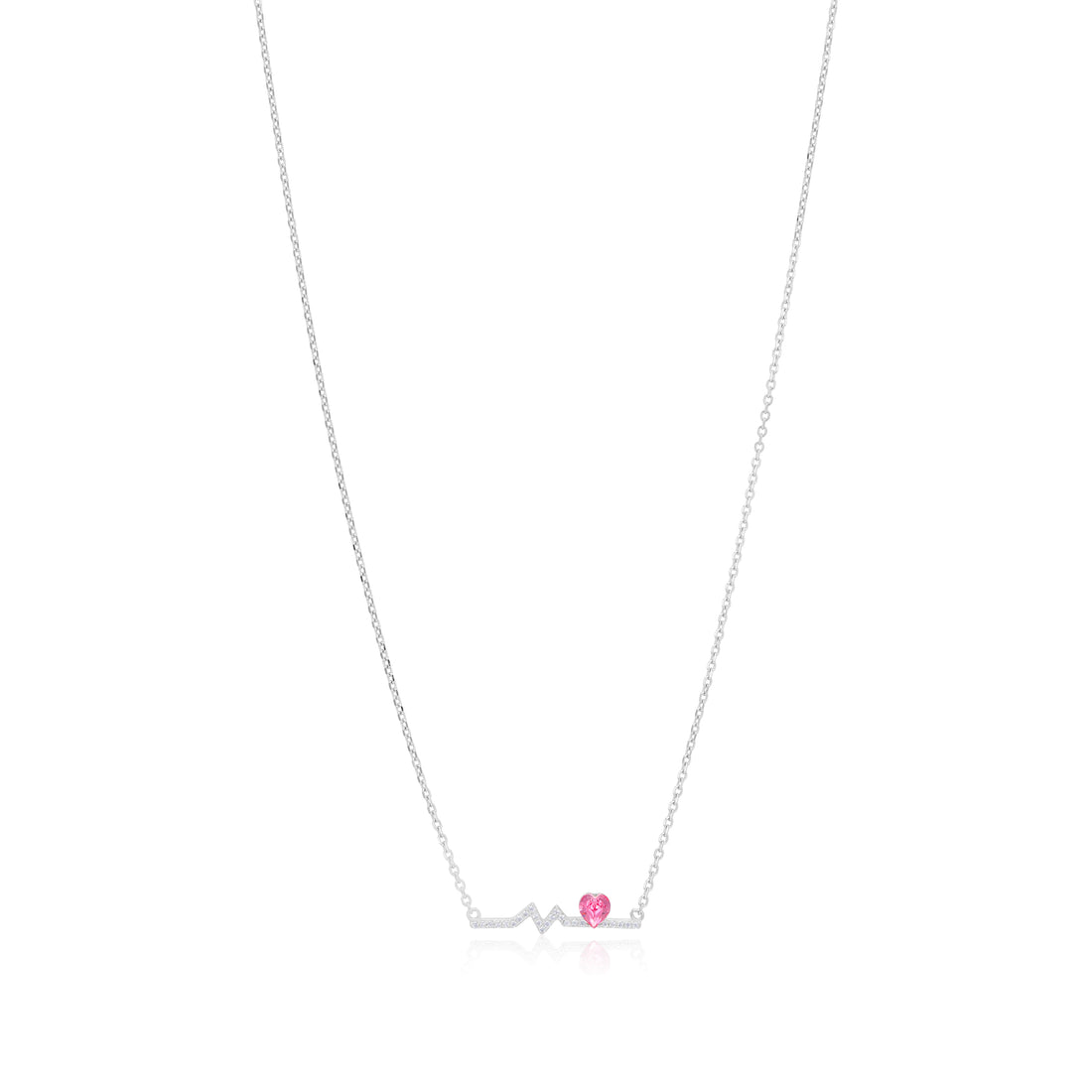 Loving Pulse Heatwave Rhodium Plated Red Heart Chain Pendant