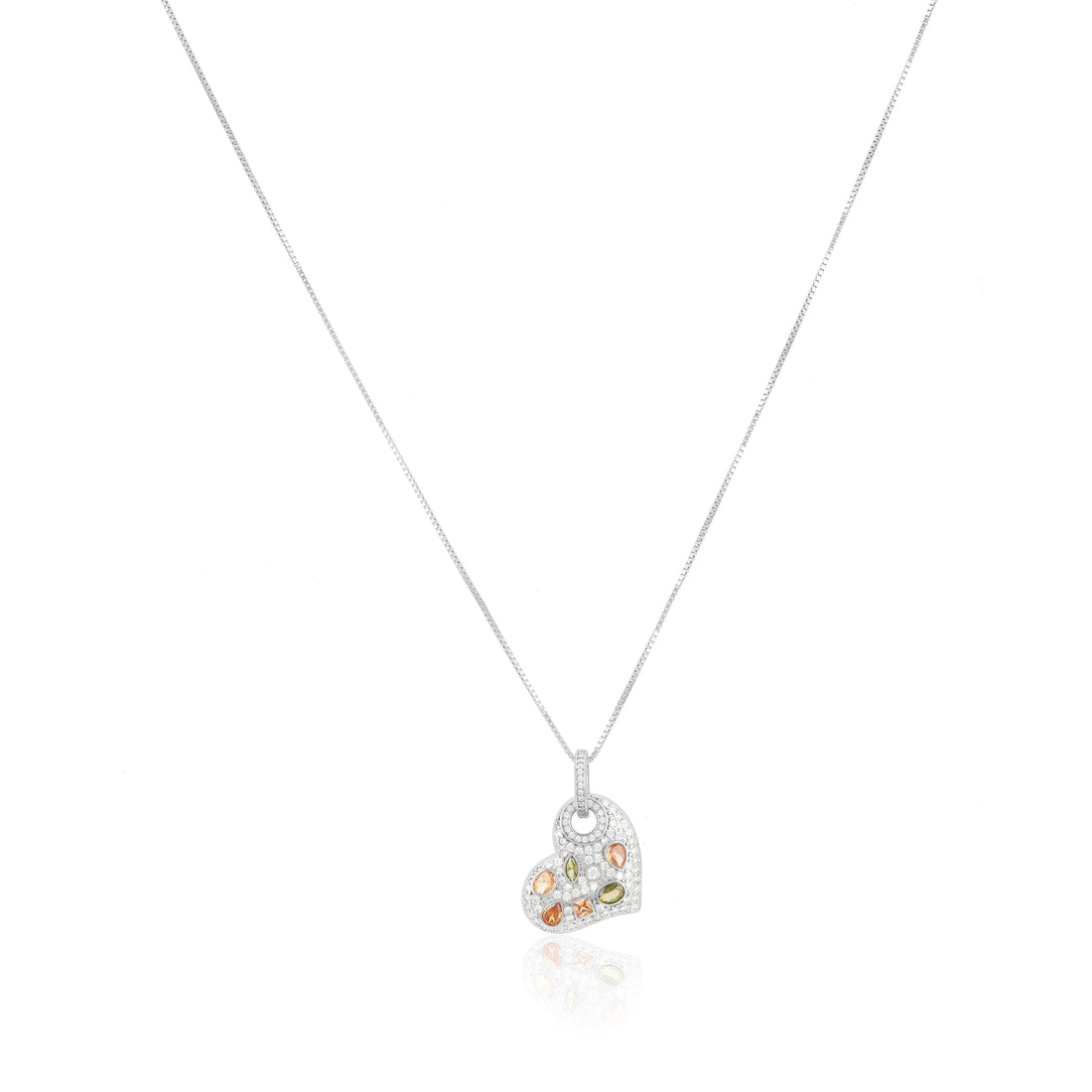 Luminous Heart Colour Pop Infused Rhodium Plated Chain Pendants