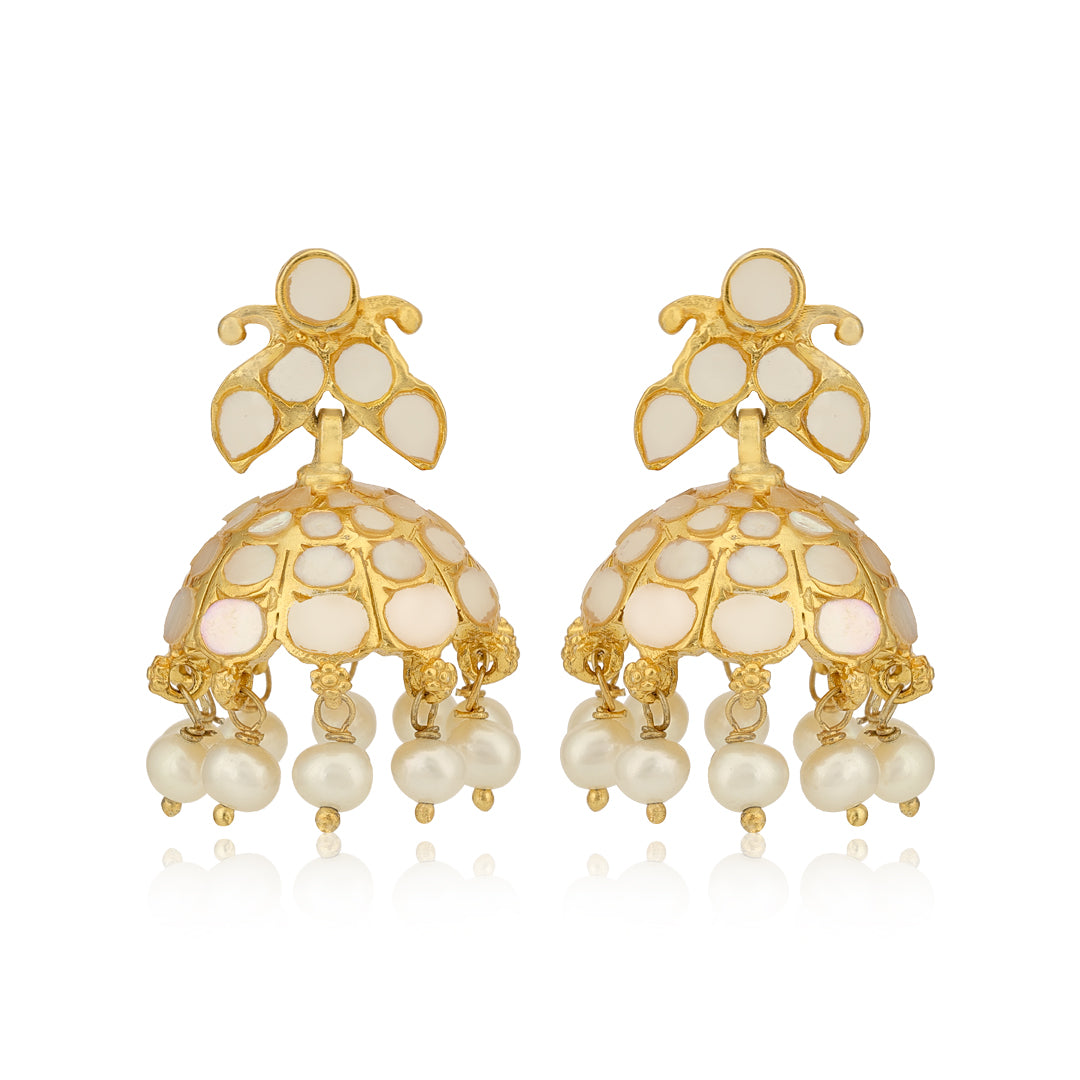 925 Lustrous Pearl Sterling Silver Jhumka