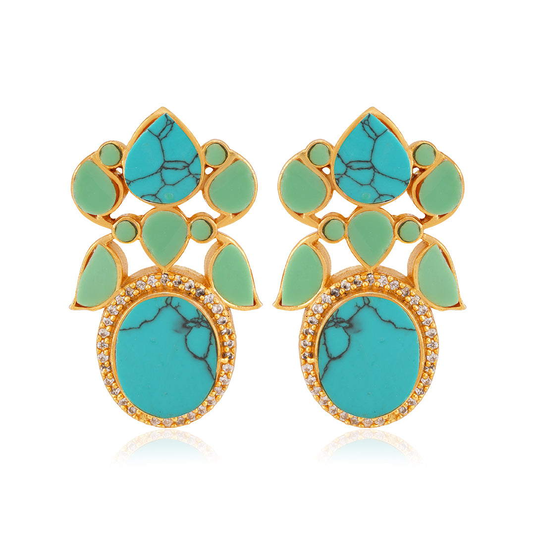 925 Luxe Turquoise Gemstone Silver Earrings