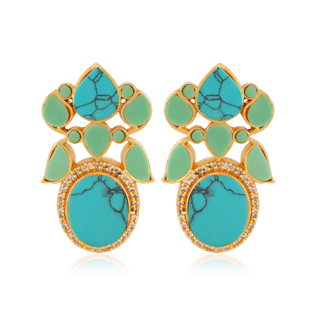 925 Luxe Turquoise Gemstone Silver Earrings