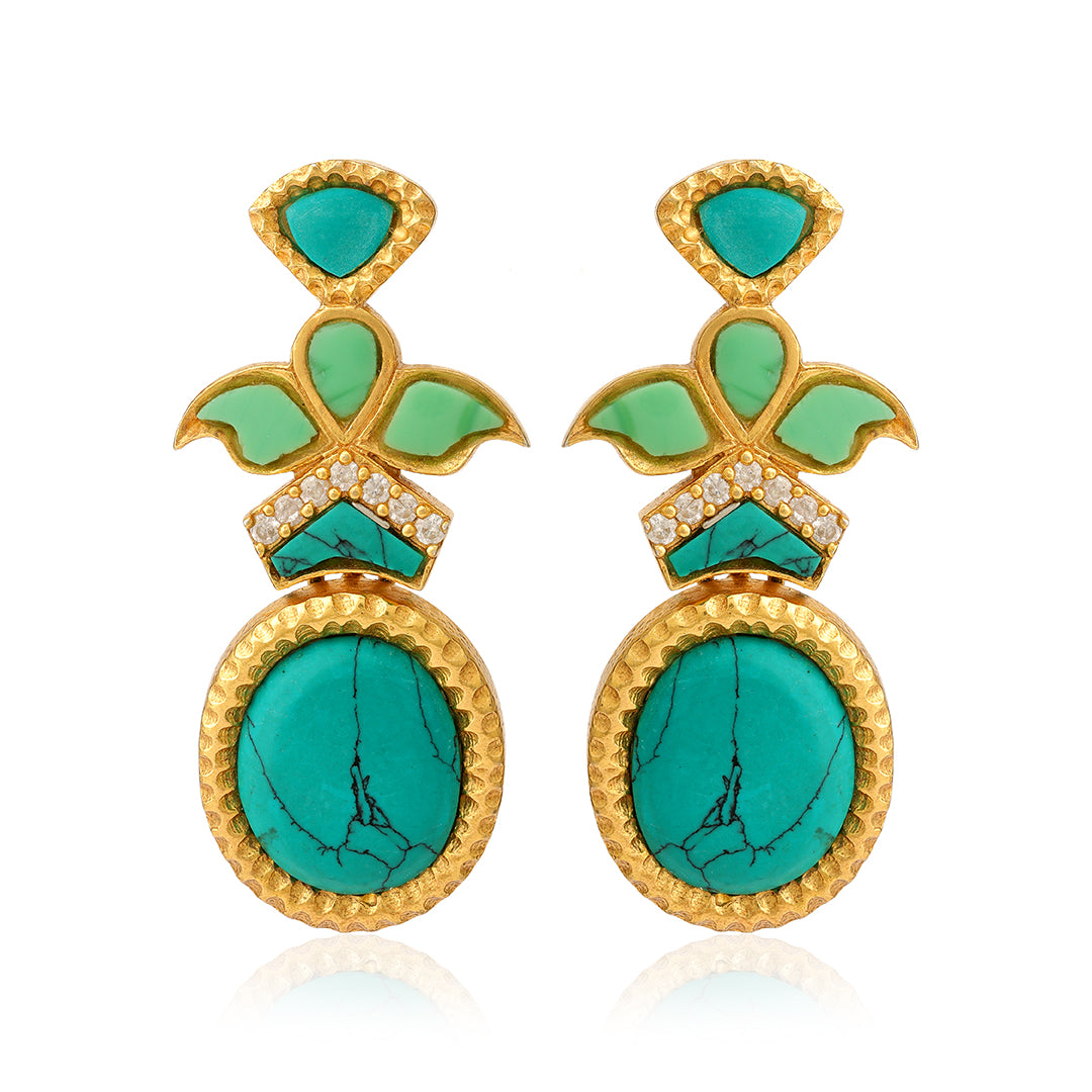 925 Luxurious Turquoise Sterling Silver Earrings