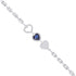 925 Mid Blue Heart Plated Tri Heart Link Chain Bracelets