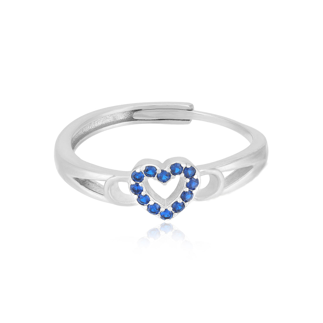 Minimalist Royal Blue Rhodium Plated Centred Heart Rings