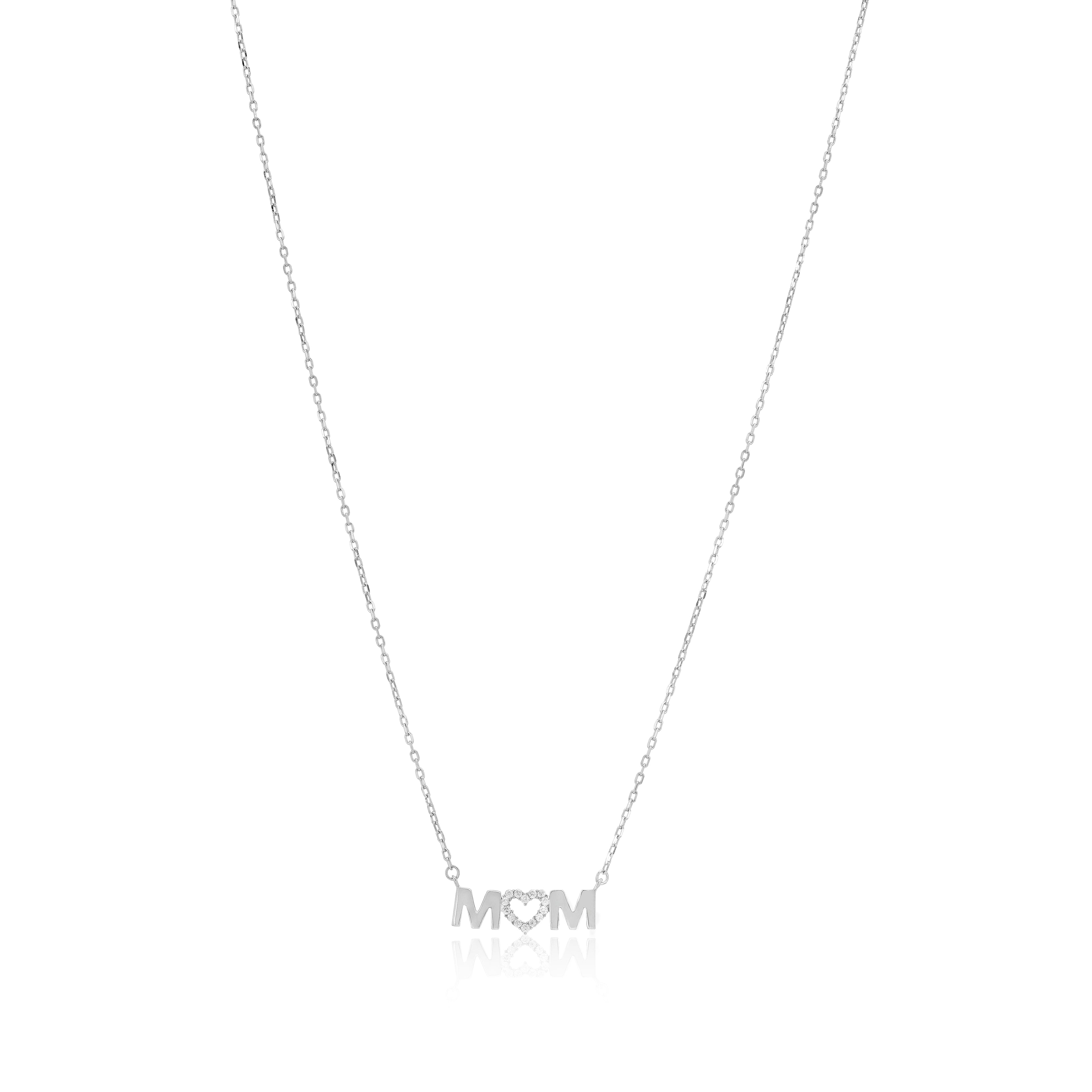 Mom Heart Infused Rhodium Plated Cuban Chain Pendants