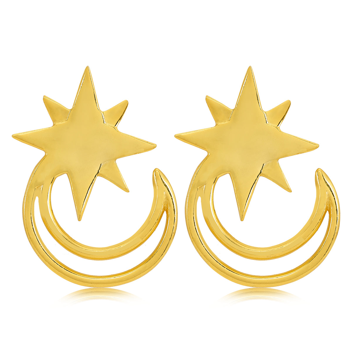 925 Moon Gold Plated Silver Stud