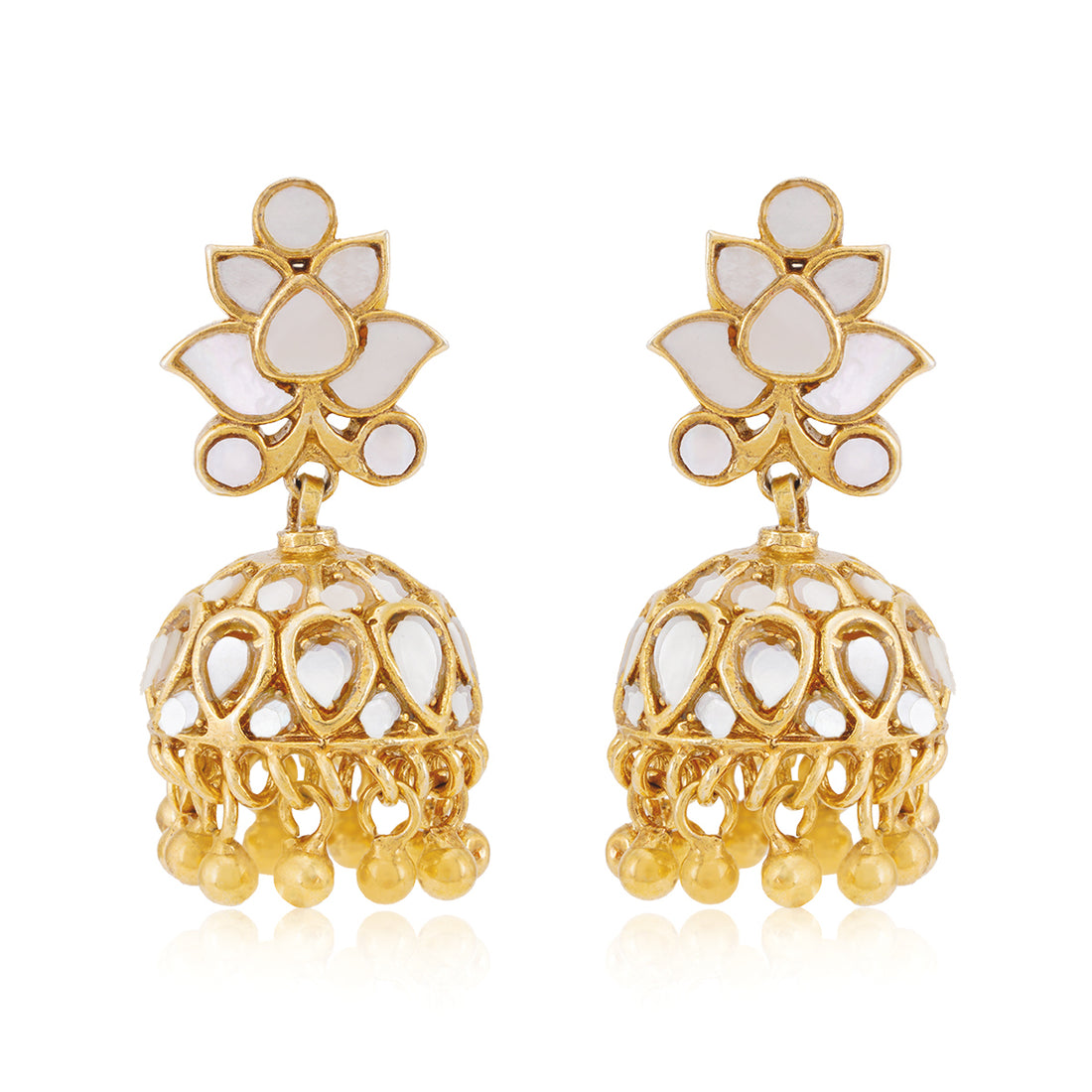 925 Mother Of Pearl Jhumka Gold Plated Earring