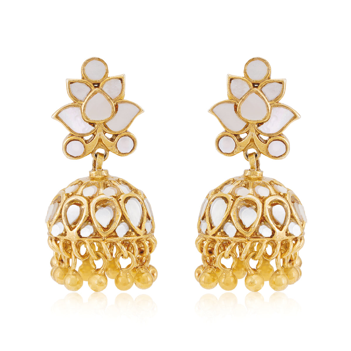 925 Mother Of Pearl Jhumka Gold Plated Earring