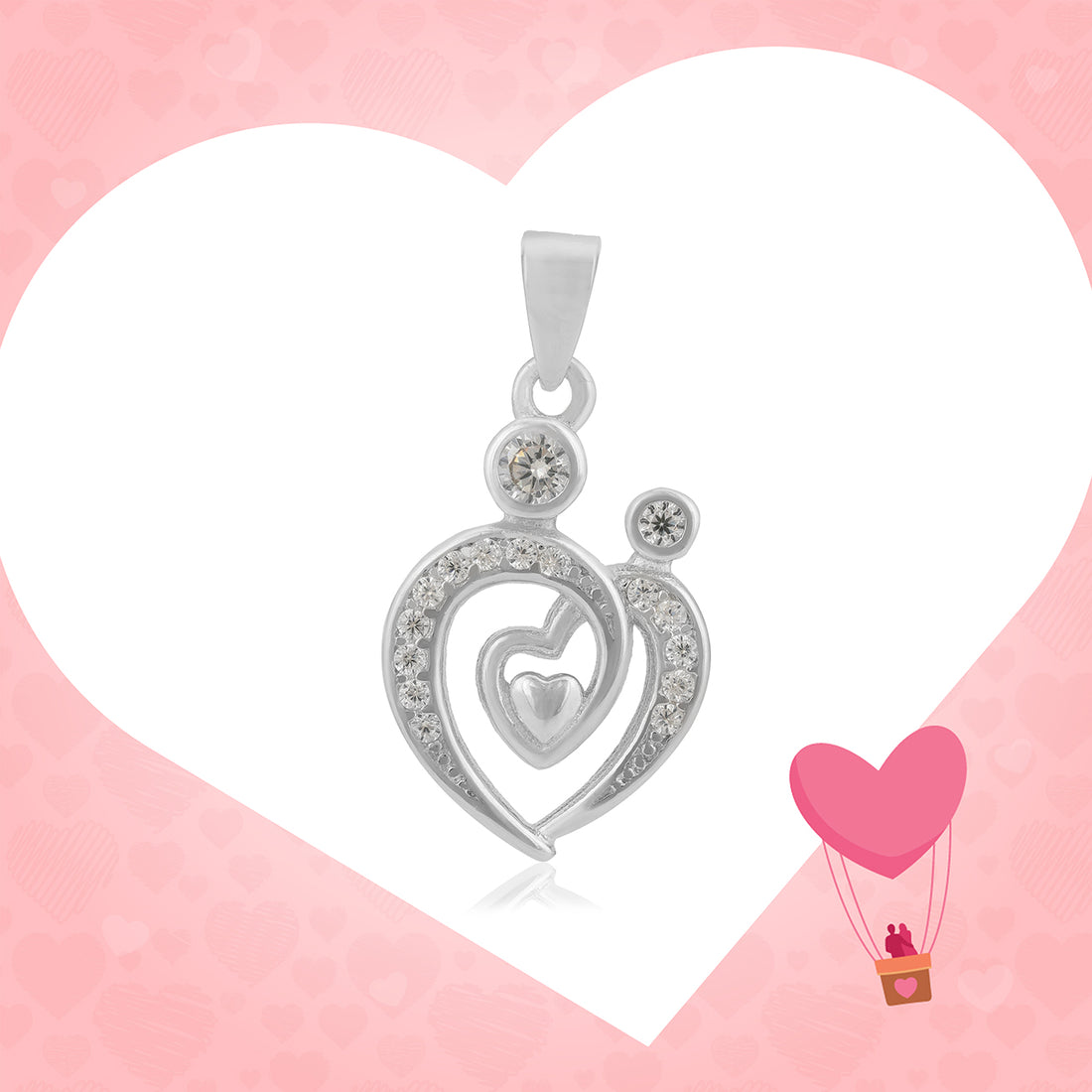 Multi Hearts Rhodium Plated Fusion Pendants