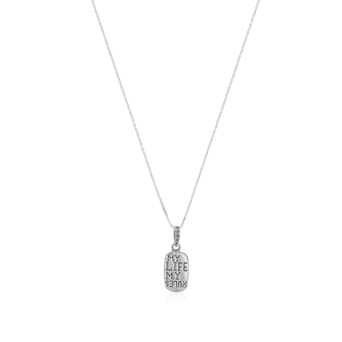 925 My Life My Rules Rhodium Plated Statement Chain Pendants