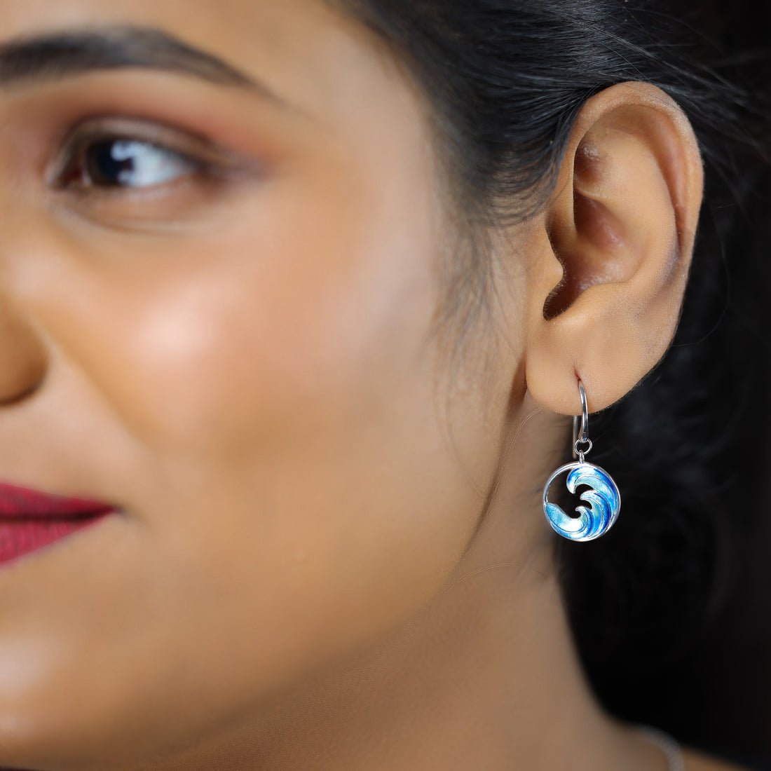 Ocean Breeze Flowing Wave Rhodium Plated Earrings