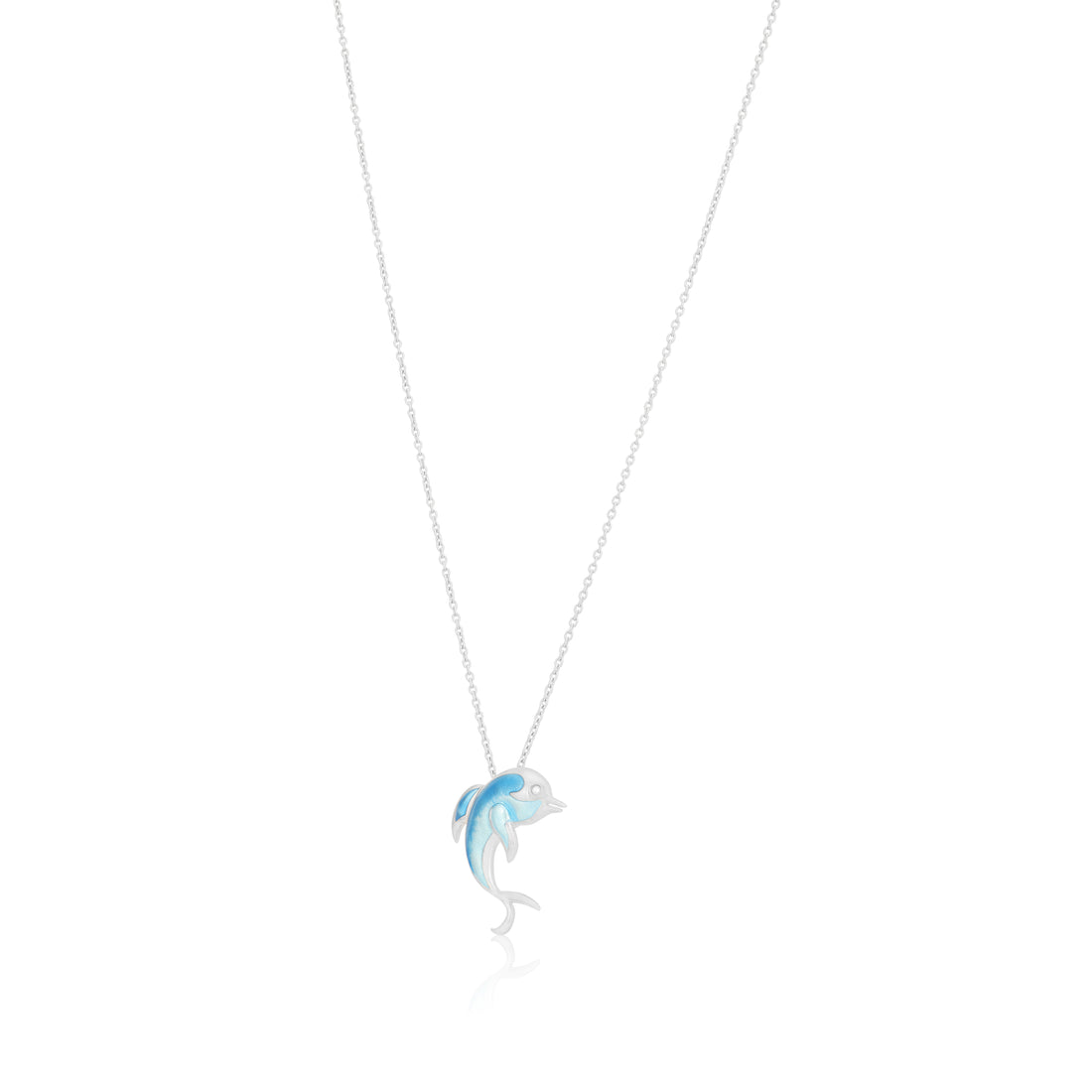 925 Ocean¡  s Solitude Dolphin Rhodium Plated Chain Pendants