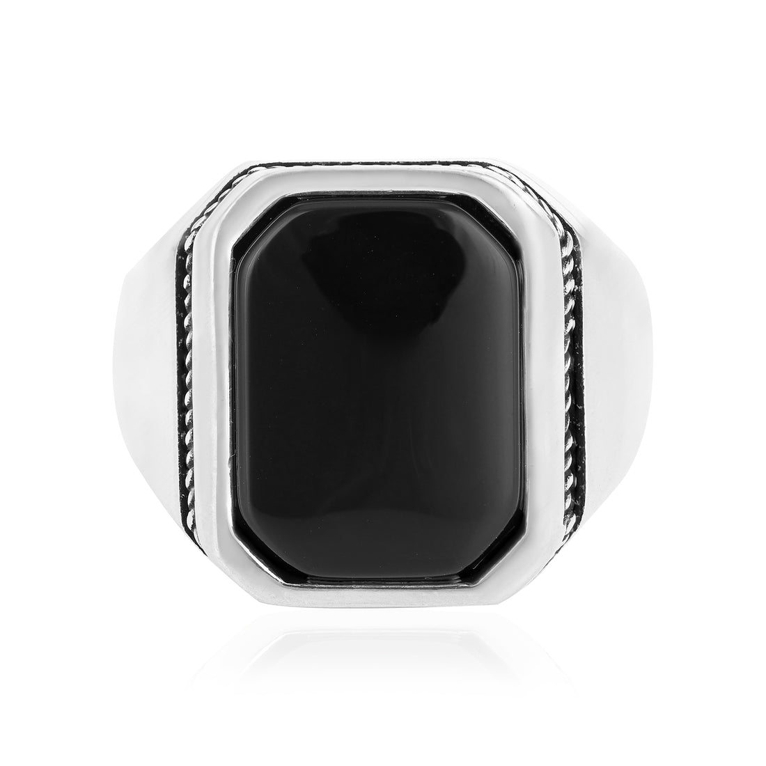 925 Octagon Forge 925 Black Agate Ring