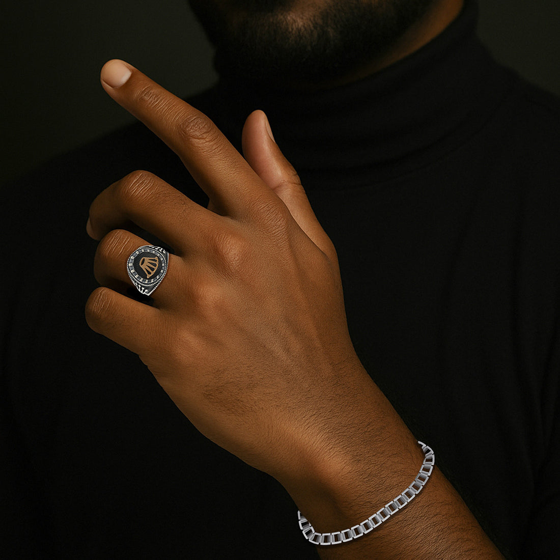 925 Oxidised Imperial Crown Sterling Silver Ring