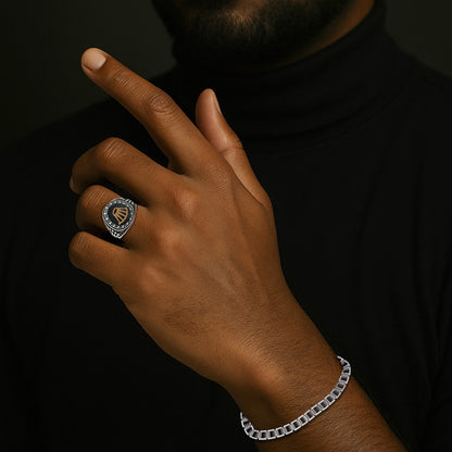 925 Oxidised Imperial Crown Sterling Silver Ring