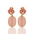 925 Peacock Motif Caryving Red Stone Drop Earring