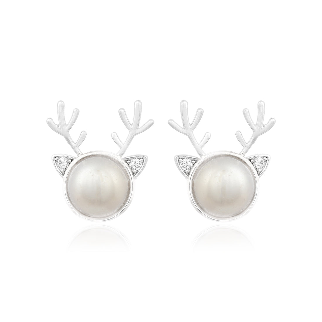 925 Pearl Antler Sterling Silver Stud Earrings