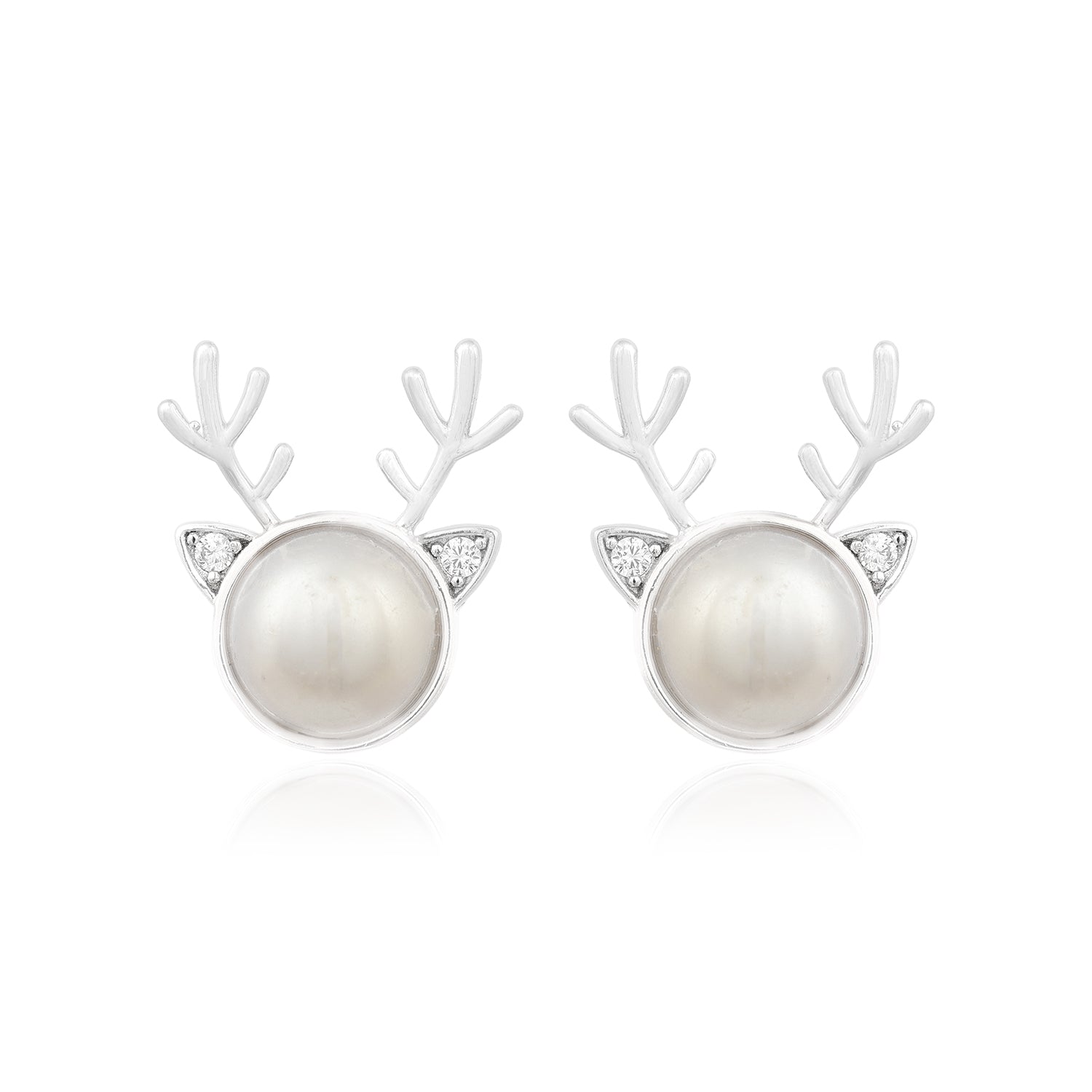 925 Pearl Antler Sterling Silver Stud Earrings