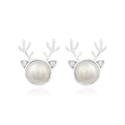 925 Pearl Antler Sterling Silver Stud Earrings