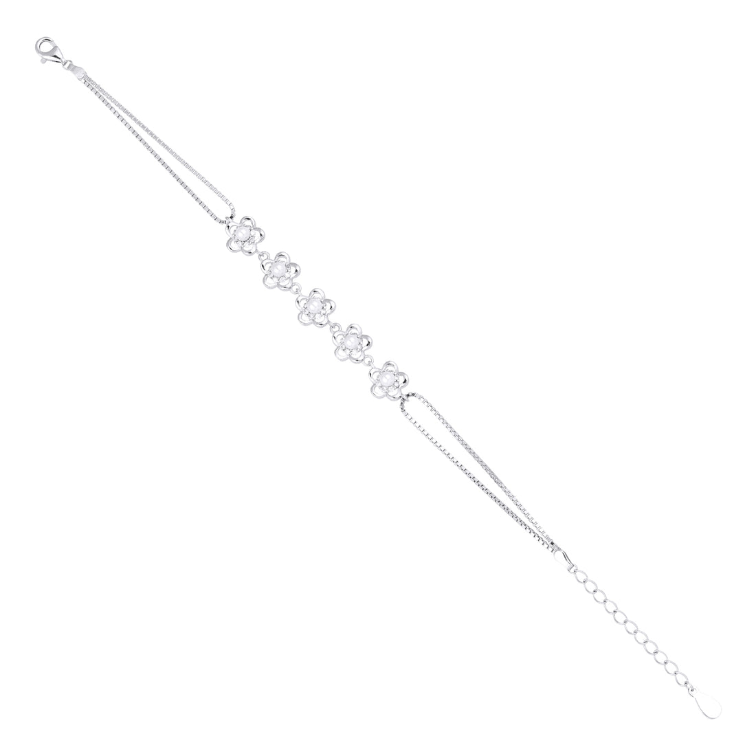 Petal Bloom Station Silver Bracelet