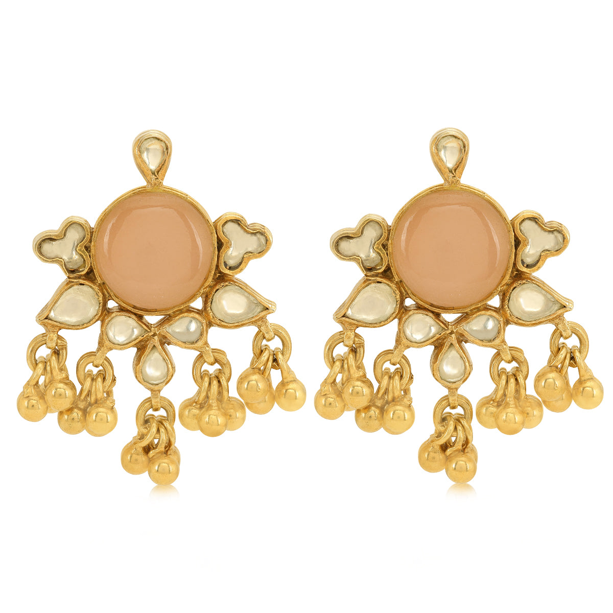 925 Polki Cluster Gold Plated Silver Earring