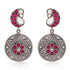 925 Polki Red Stone Cluster Earrings