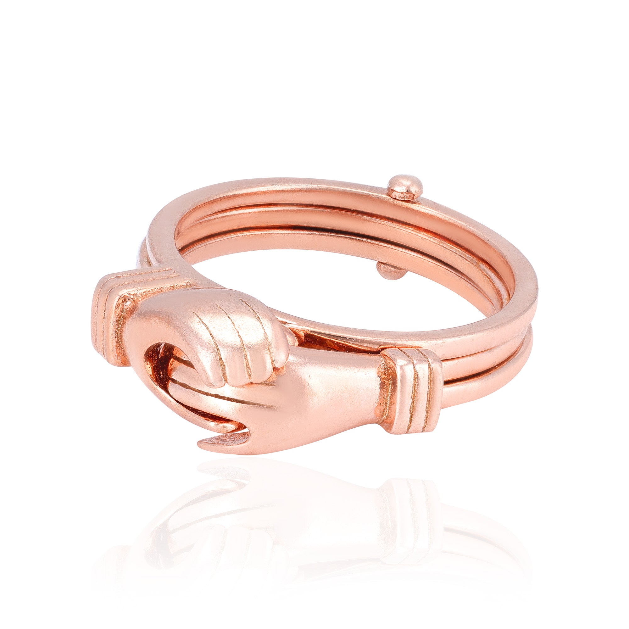 925 Sterling Silver Promise Grip Rose Gold Plated Ring for Women