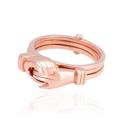 925 Sterling Silver Promise Grip Rose Gold Plated Ring for Women