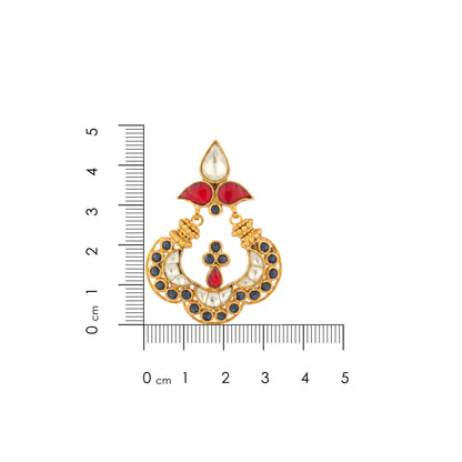 925 Radiant Polki Red Stone Silver Earrings