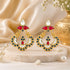 925 Radiant Polki Red Stone Silver Earrings