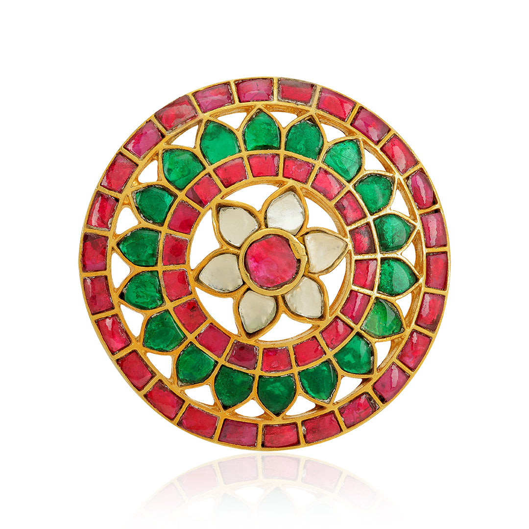 925 Red Emerald Sterling Silver Gold Plated Pendant