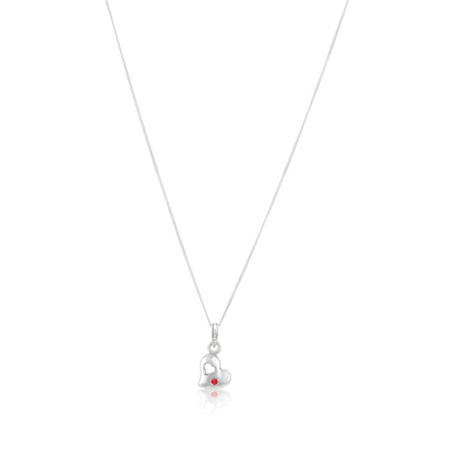 925 Red Pointed Heart Rhodium Plated Chain Pendants
