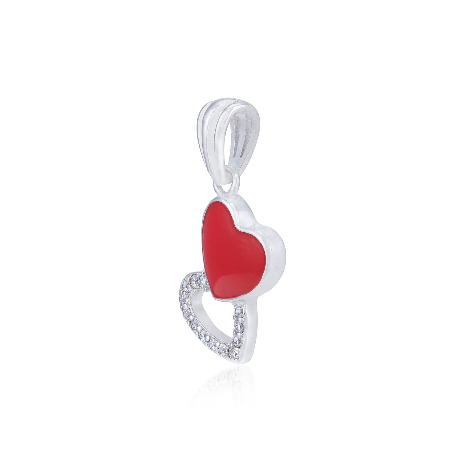 Red Starlight Dual Heart Rhodium Plated Pendants