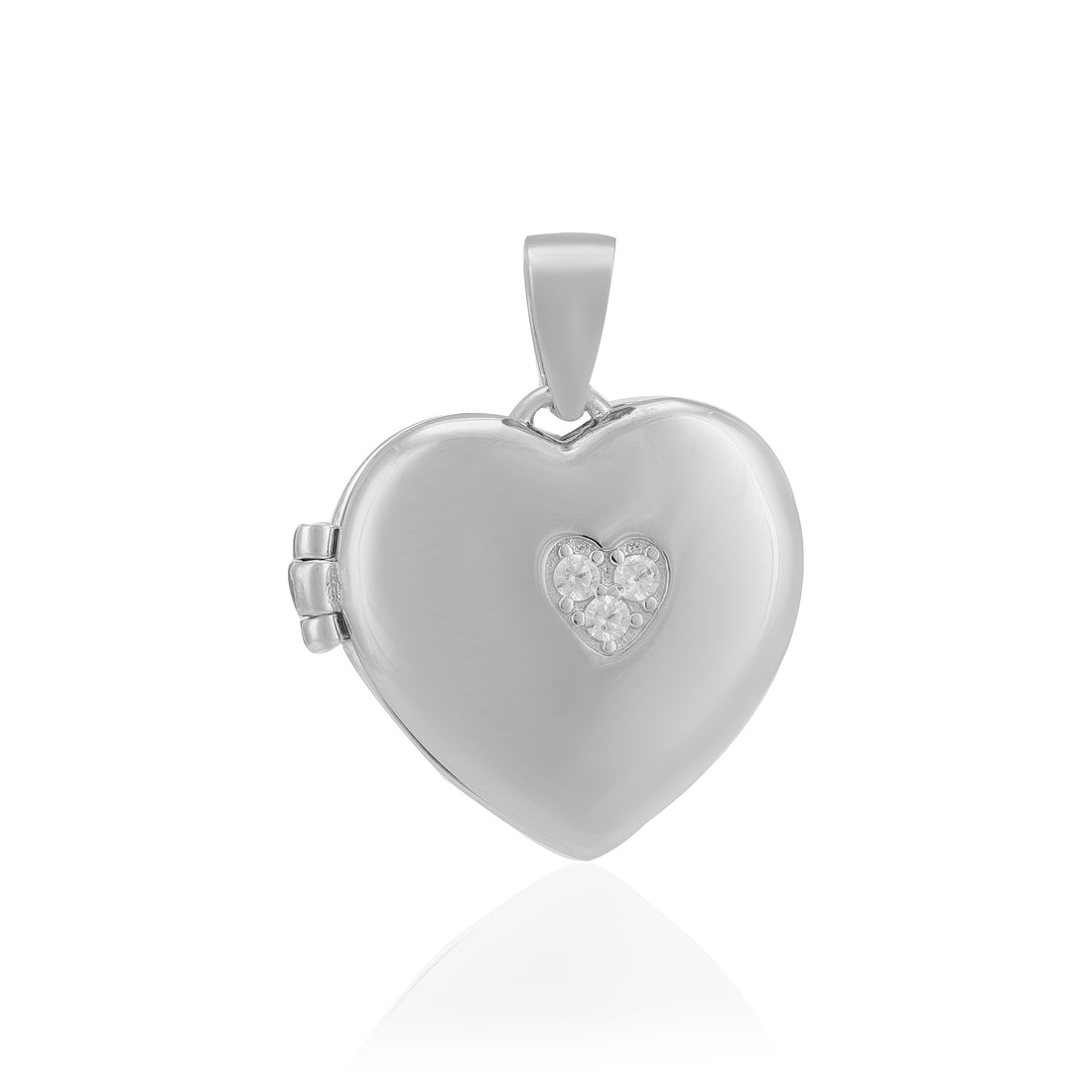 925 Refined Rhodium Plated Subtle Stone Locket Pendants