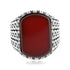 925 Revamp Red Agate Sterling Silver Oxidised Cuban Pattern Ring