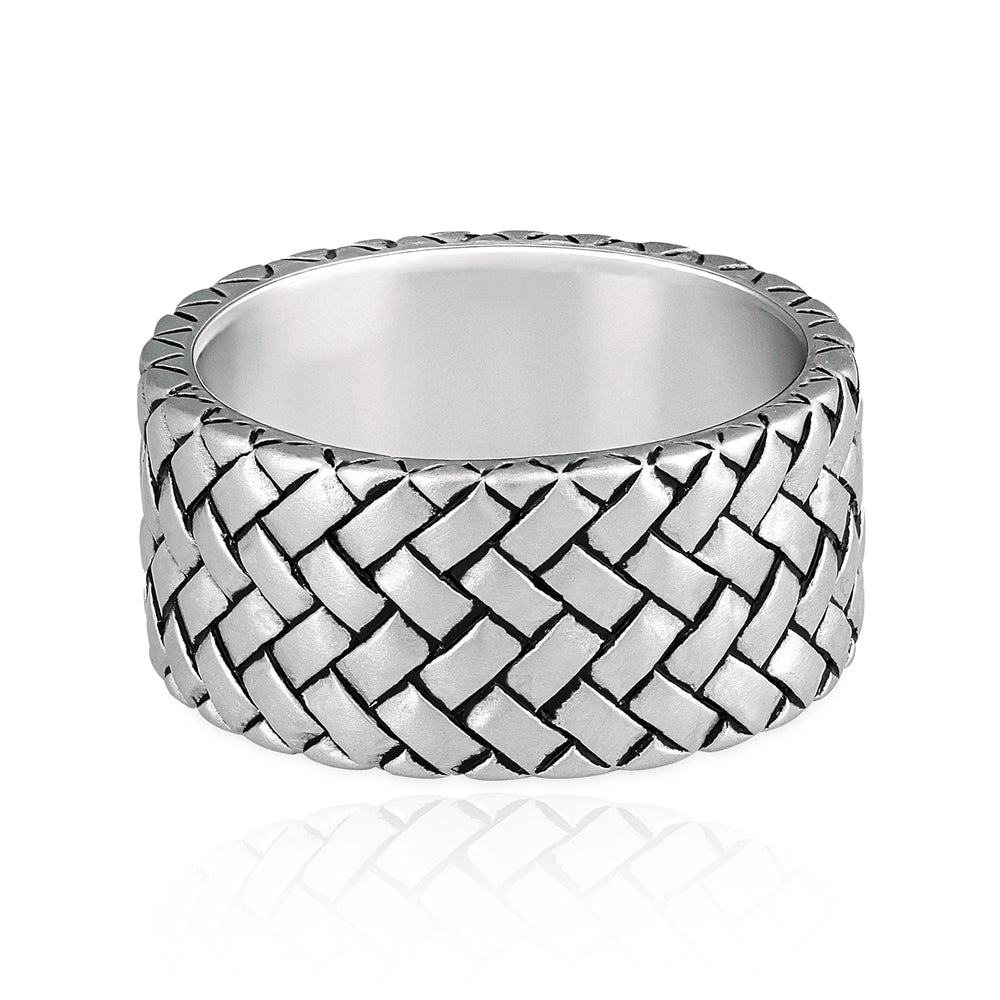 925 Rhodium Classic Herringbone Ring