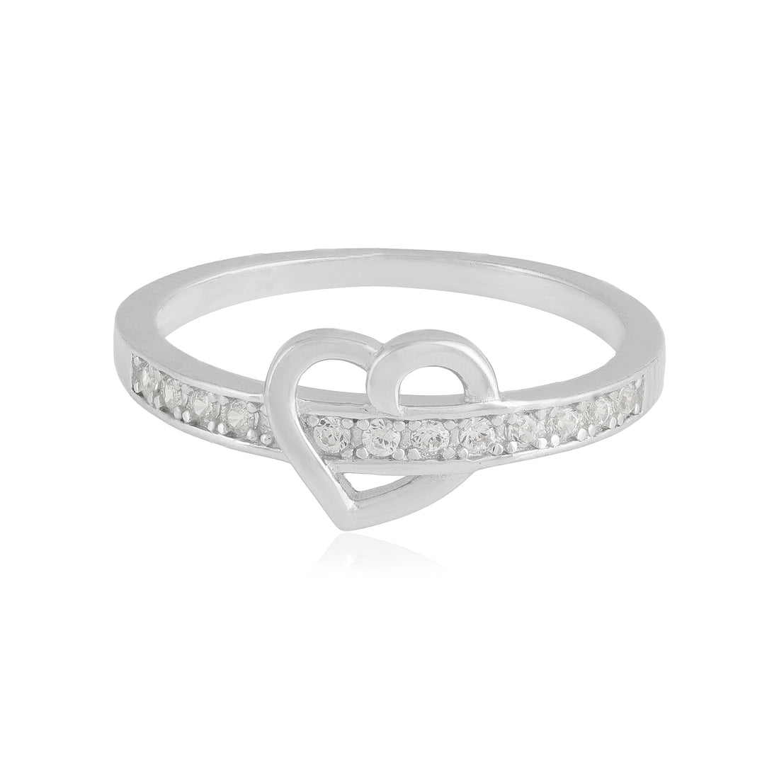 925 Rhodium Heart Within Ring