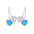 Rhodium Plated Blue Enamel Heart with Crystalized Accents Studs